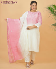 Ombre Rosy Pink Thread Hand Embroidered Premium Suit Set