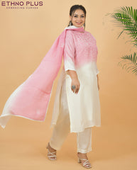 Ombre Rosy Pink Thread Hand Embroidered Premium Suit Set