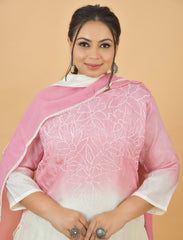 Ombre Rosy Pink Thread Hand Embroidered Premium Suit Set