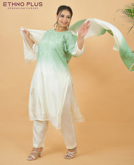 Ombre Mint Green Thread Hand Embroidered Premium Suit Set