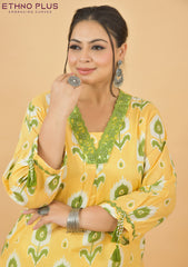 Super Cotton Stylish Yellow Kurta Bottom Set