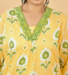 Super Cotton Stylish Yellow Kurta Bottom Set