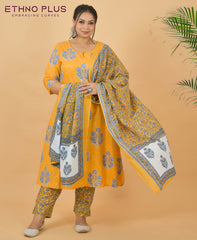 Premium Cotton Yellow Suit Set With Light Handwork Touch.