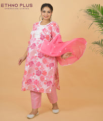 Rosy Pink Embroidered Premium Cotton Suit Set