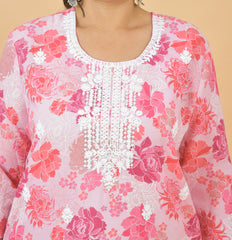 Rosy Pink Embroidered Premium Cotton Suit Set