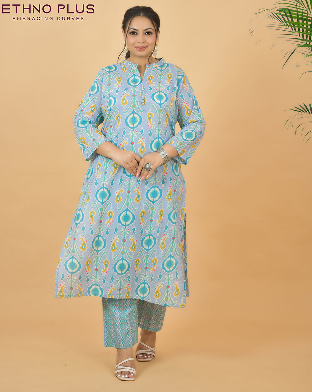 Super Cotton Nighat Blue Kurta Pant Set