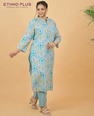 Super Cotton Nighat Blue Kurta Pant Set