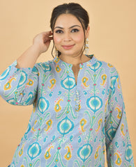 Super Cotton Nighat Blue Kurta Pant Set